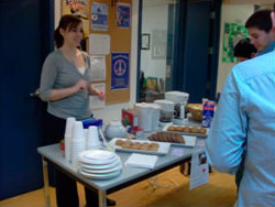 Selling pancakes to raise money for the LSI Toronto Haiti Earthquake appeal