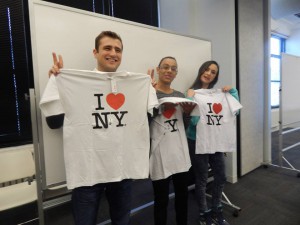 Students won t-shirts in our English speaking raffle draw