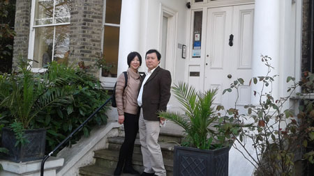 AKiyo and Takashi on the steps of LSI London Hampstead