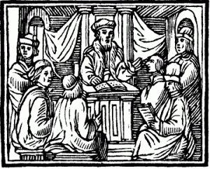 Medieval teacher and students